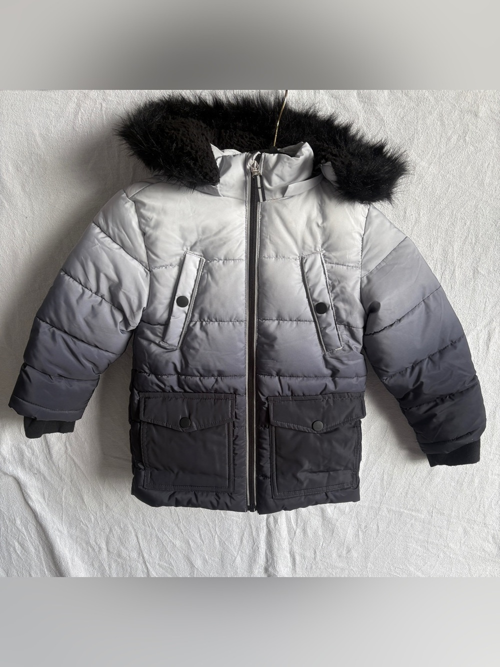 Members Mark Boy's Favorite Puffer Jacket 3T gray & black 2-tone